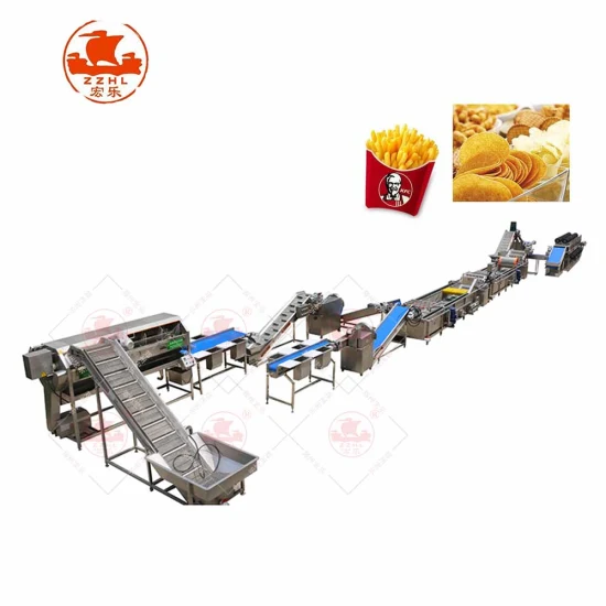 Linea di lavorazione di piccole patatine fritte, produzione di patatine fritte congelate, friggitrice per patate, nuova